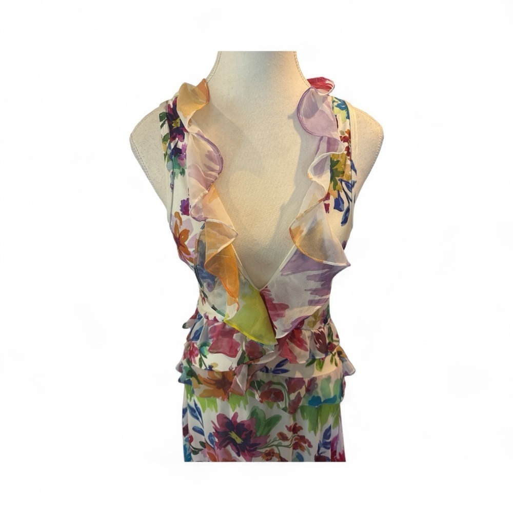 PatBO Bloom Maxi Dress NWT Small Multicolor Ruffle Hem Floral Vacation Resort - Picture 14 of 16